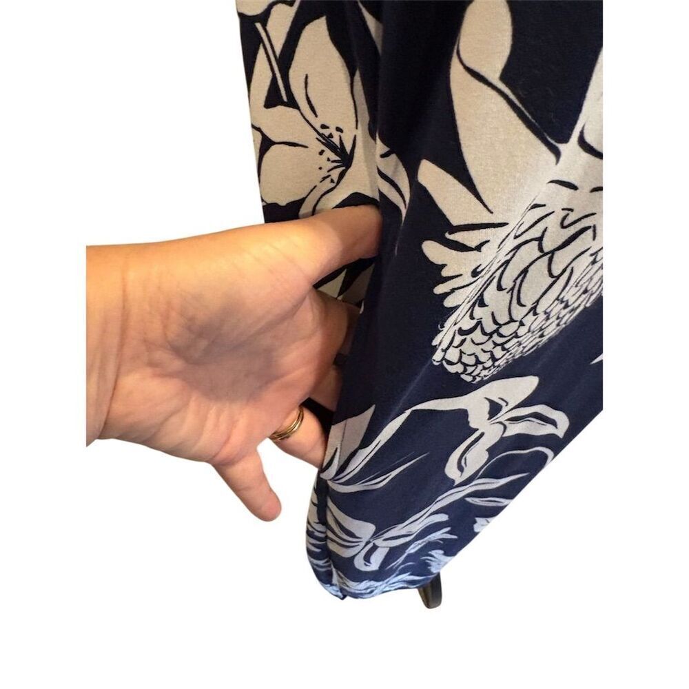 Cuddl Duds Women's 2XL Floral Maxi Dress with Pockets Navy White - Picture 4 of 10